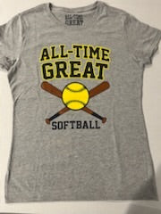 Youth Softball with crossed bats graphic short sleeve t for girls/youth