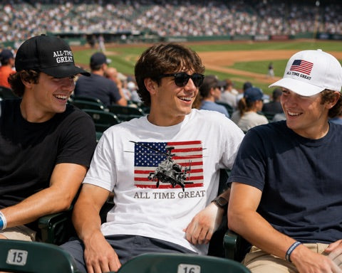 All Time Great Americana Flag Hat in a 6 panel structured pique snapback Hat