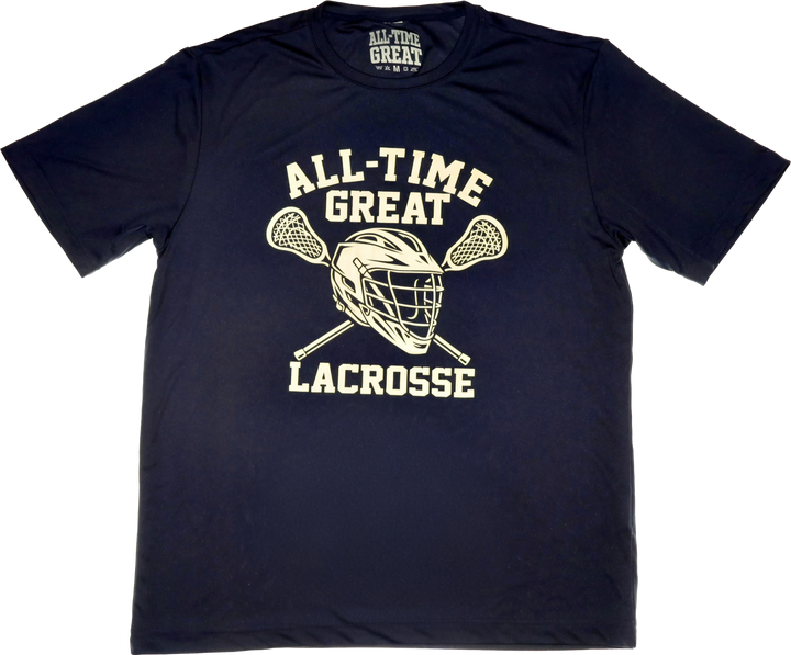 All-Time Great Lacrosse Helmet and sticks short-sleeve t