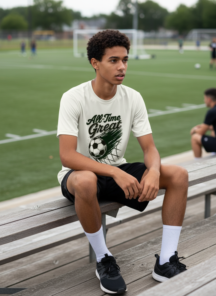 Soccer Ball in net All-Time Great Short Sleeve performance T