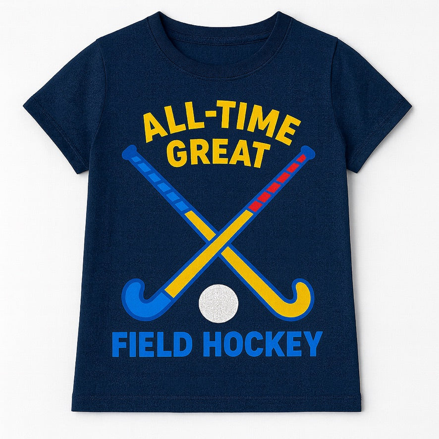 Field hockey crossed sticks womens short sleeve t