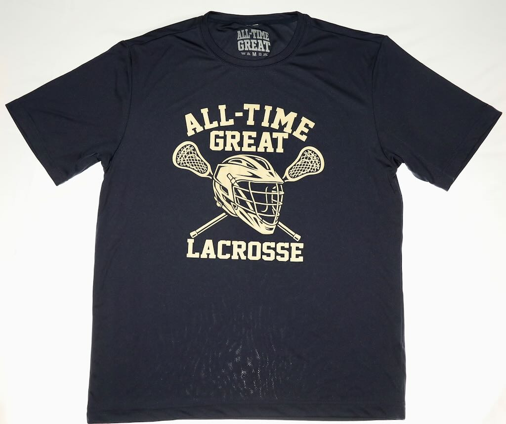 All-Time Great Lacrosse Helmet and sticks short-sleeve t