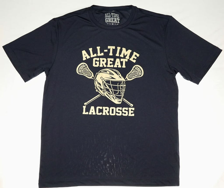 All-Time Great Lacrosse Helmet and sticks short-sleeve t
