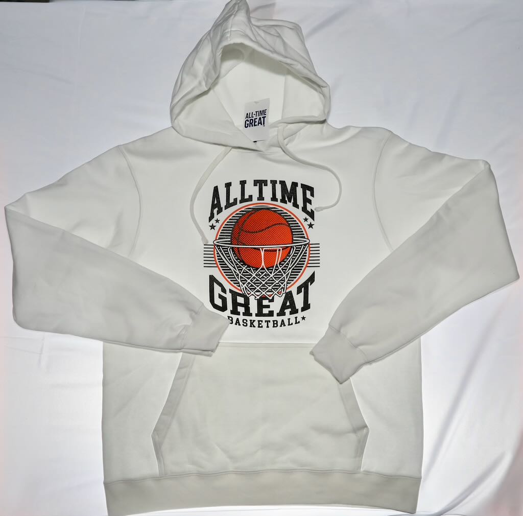 Basketball Long Sleeve Hoodie Ball in net