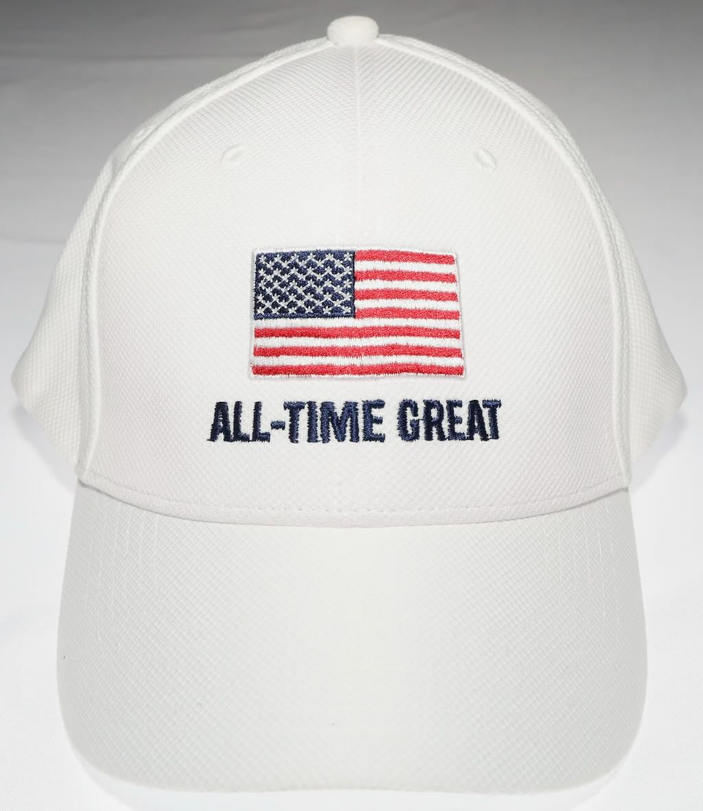 All Time Great Americana Flag Hat in a 6 panel structured pique snapback Hat